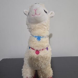 Cream Plush Llama Toy with Colorful Accents